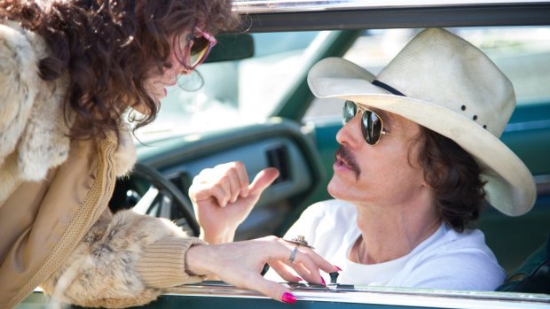 Jared Leto, left, and Matthew McConaughey in a scene from the film <i>Dallas Buyers Club</i>.