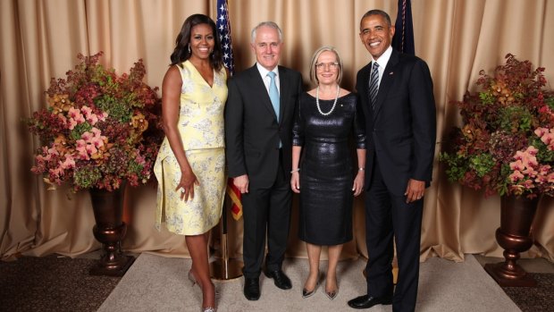 Malcolm and Lucy Turnbull with President Obama and Michelle earlier this week.