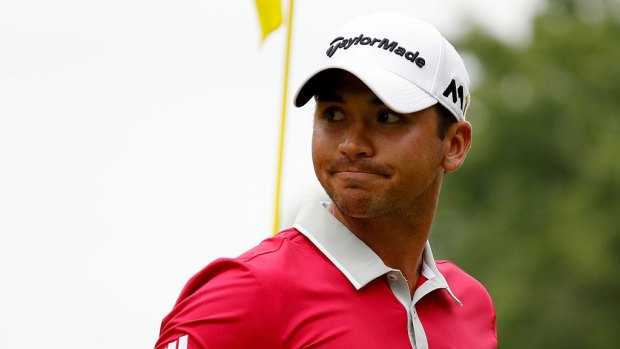 Blew it: Jason Day lost out to Dustin Johnson in the WGC Invitational.