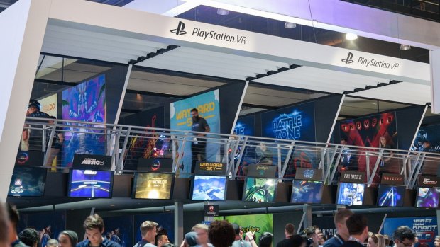 Attendees try out various PlayStation VR titles.