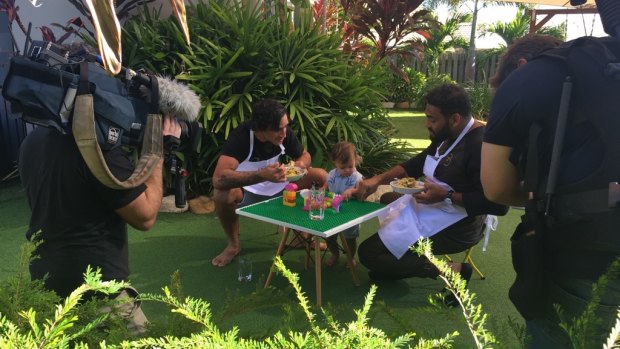 Chef JT: Johnathan Thurston and Sam Thaiday teamed up for a cooking session for The Footy Show.