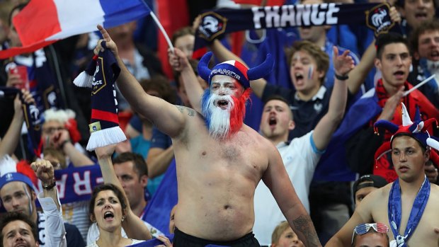 True Blue: The French fans were out in force to support their country in the Euro 2016 opener despite security fears.