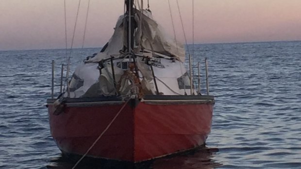FireFly, the eight-metre yacht that was found drifting in Port Stephens. 