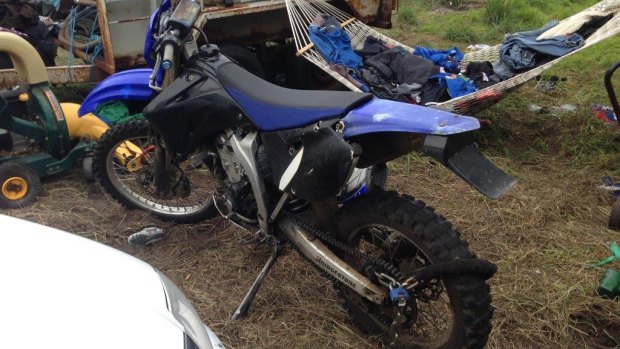 The motorbike is one of the many stolen items seized by police.