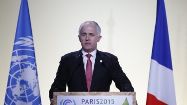 Australia's PM Malcolm Turnbull addressing the Paris conference.