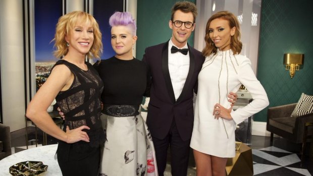 Catty chic: The cast of <i>Fashion Police</i>, Kathy Griffin, Kelly Osbourne, Brad Goreski and Giuliana Rancic.