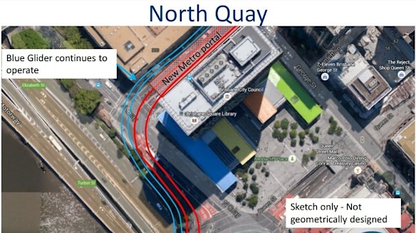 The proposed underground portal for the Brisbane Metro at North Quay.
