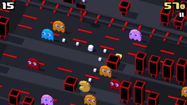 Pac-Man stars in the latest free update to <i>Crossy Road</i>, turning all the obstacles into ghosts.