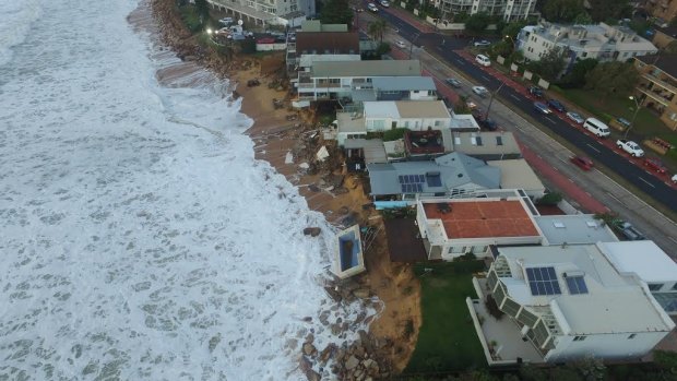 The row of waterfront homes at Collaroy badly affected by the storm. 