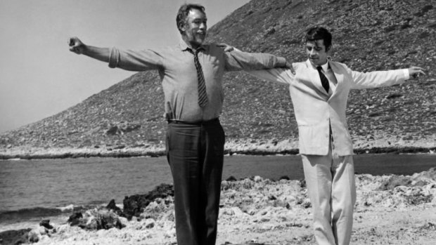 Anthony Quinn steps out with Alan Bates in 