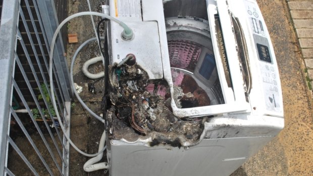 Top of a damaged machine at a Coogee home in January this year.
