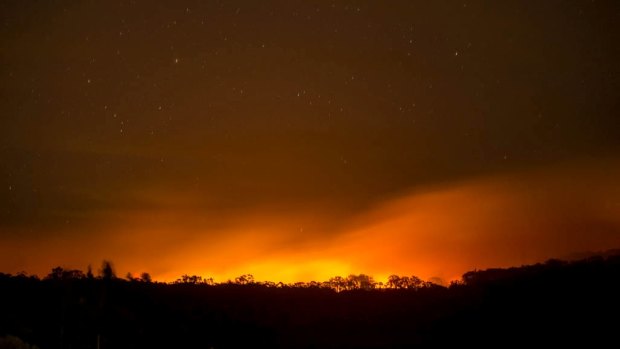 The Lancefield-Cobaw fire on Wednesday night. 