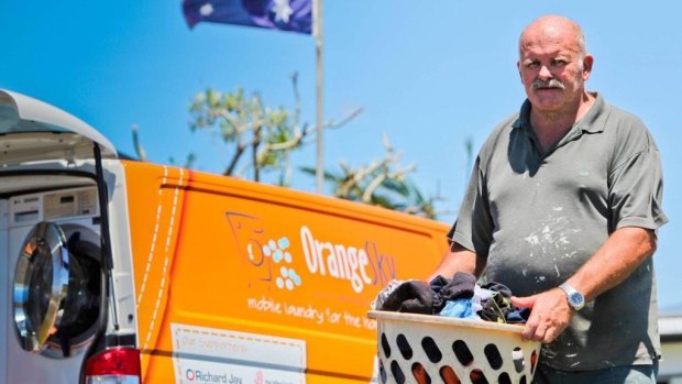 Yeppoon resident Tony makes use of the free laundry service offered by Orange Sky. 