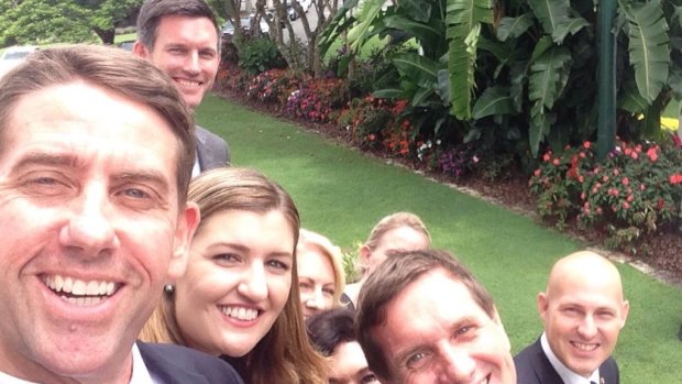 Newly positioned QLD Health Minister takes a selfie of the new cabinet.
