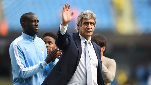 Waving goodbye: Manuel Pellegrini farewelled the Etihad Stadium with a disappointing draw against Arsenal that puts Manchester City's Champions League plans in trouble.