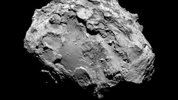 Rosetta's camera snaps a close up of Comet 67P/Churyumov-Gerasimenko.