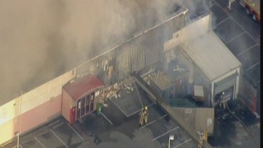 An aerial picture of the fire at Little Saigon Market. 