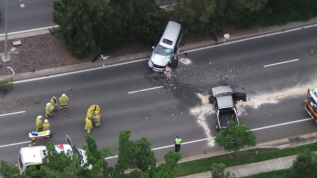 Two people have been injured in a head-on collision in Brisbane's north.