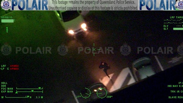 Police helicopter footage of the dramatic car chase through Logan.