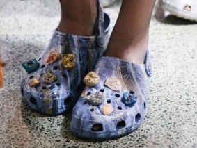 Haute Crocure: Fashion designer Christopher Kane sent his models down the catwalk this week wearing rhinestone-encrusted Crocs.