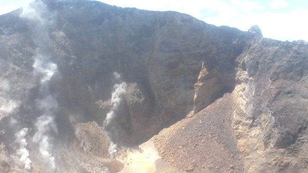 The crater of Mount Agung on Friday.