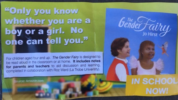 The Australian Christian Lobby election flyer featuring Jo Hirst's book <i>The Gender Fairy</i>.