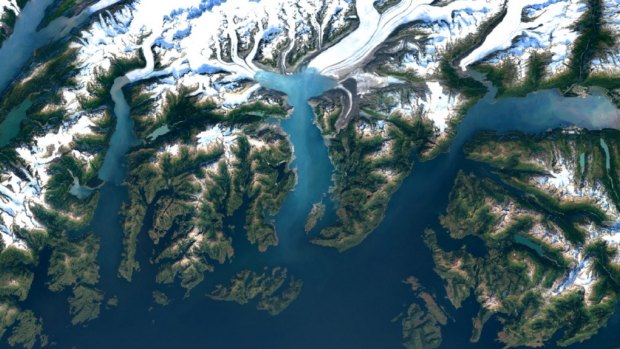 Google Maps' upgrade shows, in high resolution, how far the Columbia Glacier in Alaska has receded in the past 13 years.