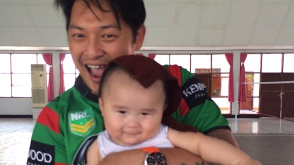 Andrew Chan with his nephew Kai at Kerobokan prison in Bali.
