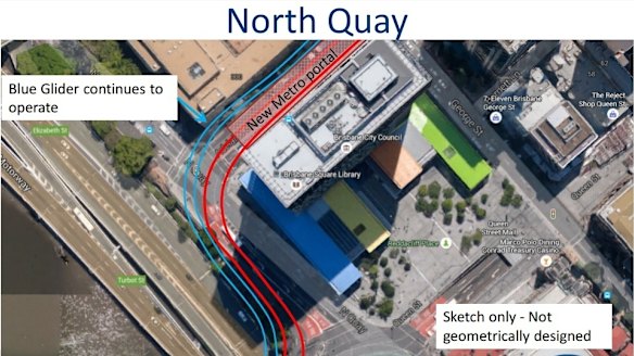 The proposed underground portal for the Brisbane Metro at North Quay.
