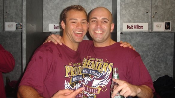 Robert Melhem, right, with Brett Stewart after the 2008 grand final.