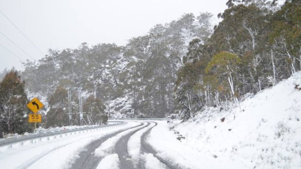 The Bureau of Meteorology said there were reports of up to 40 centimetres of snow in the central highlands.