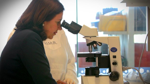 Annastacia Palaszczuk visits the QIMR Berghofer Medical Research Institute on Wednesday.
