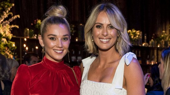 Meet the in-laws: Karl Stefanovic's girlfriend Jasmine Yarbrough and Channel Nine's Sylvia Jeffreys, who is married to Peter Stefanovic, mingle at the David Jones Spring Summer 2017 launch on Wednesday, On Seven, David Jones. 