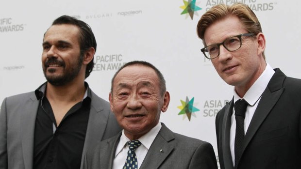 Aaron Pedersen, Yerbolat Toguzakov and David Wenham at the Asia Pacfic Screen Awards in 2013.