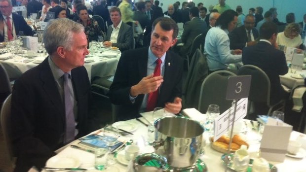 Lord Mayor Graham Quirk talks with AECOM's Richard Morwood.