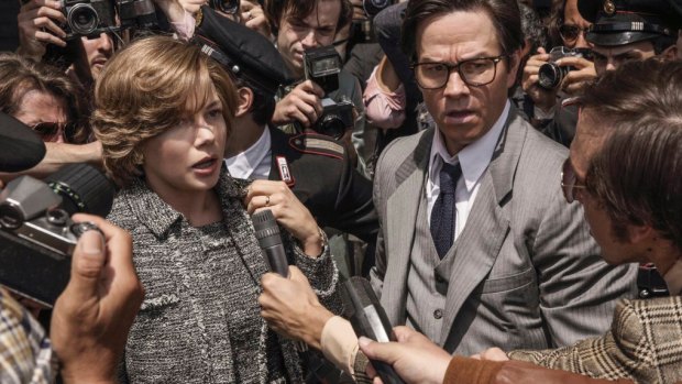 Golden Globe contender Michelle Williams, left, and Mark Wahlberg in All the Money in the World.