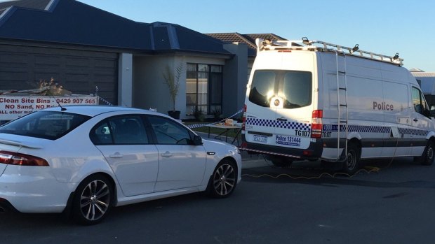 The scene outside a Yanchep home where two young children were killed.