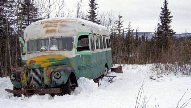 The abandoned bus where Christopher McCandless starved to death in 1992 near Healy, Alaska. 