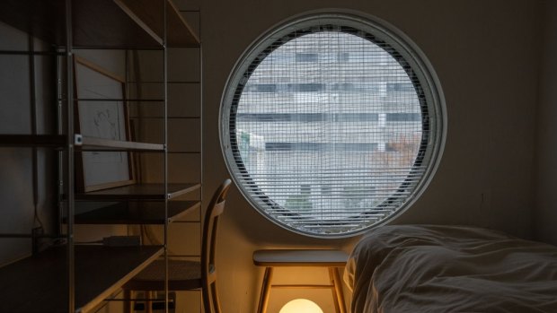 A room decorated by Japanese retailer Muji  in Nakagin Capsule Tower.
