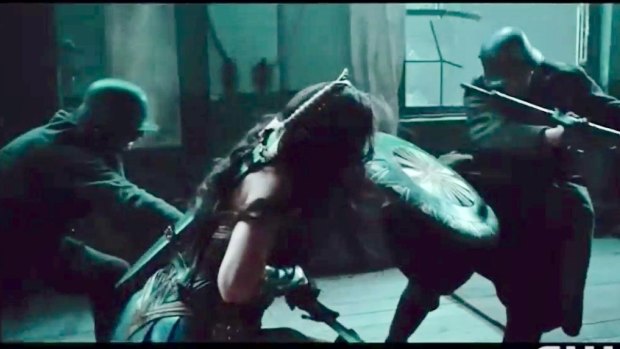 Gal Gadot battling Nazis in a still <i>from Wonder Woman</i>.