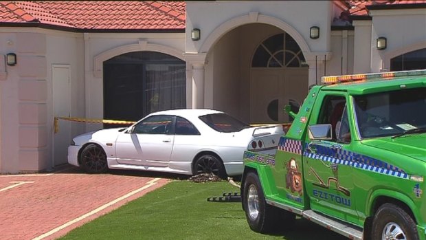 The Nissan Skyline struck the home in Darch. 