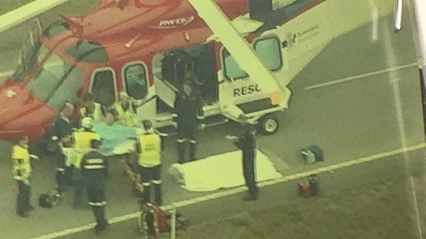 Rescue 500 has airlifted a man in his 30s to Royal Brisbane and Women's Hospital