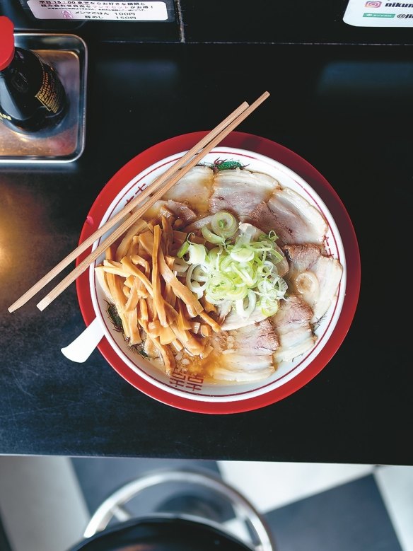 Ramen ready: Saikoro is popular among ramen geeks. Pictured here is a particular favourite: pork and bamboo. 