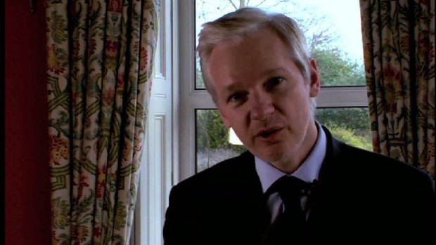 Julian Assange, pictured inside Ecuador's London embassy.