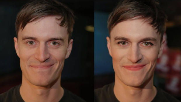 Triple J presenter Alex Dyson, before and after his makeover. 