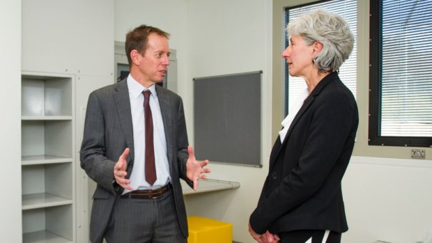 Mental Health Minister Shane Rattenbury and executive director of mental health services, Katrina Bracher, at the official opening of the Dhulwa secure mental health facility in November.