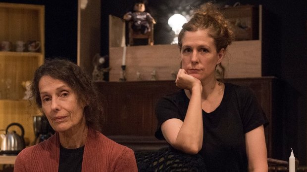 The play is always swinging between the domestic and the epic, says Sarah Goodes (right) with Helen Morse. 