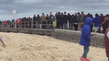 Pokemon go players crowded Altona Pier at the weekend.