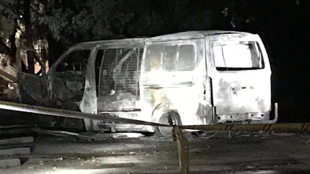 The van that drove into the Australian Christian Lobby's headquarters and exploded in Canberra.