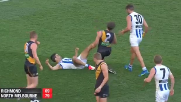 On report: Lindsay Thomas appears to kick Dylan Grimes